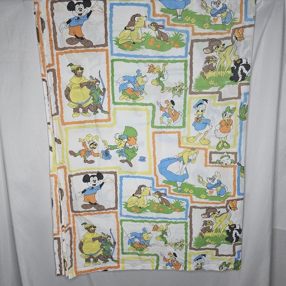VTG Disney Alice in Wonderland Bambi Robin Hood Mickey Twin Flat Sheet 59.5"x89" - Picture 12 of 16